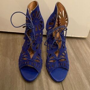 Suede blue lace up heels - Joie - worn once!